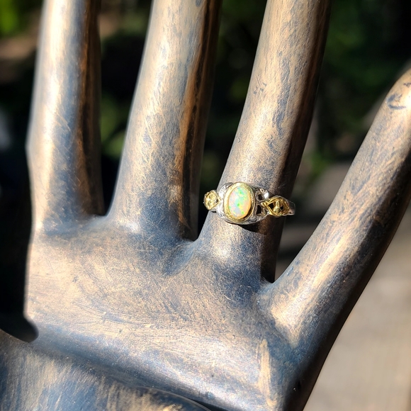Opal ring Sterling  & gold sz6.25 NEW STUNNING item - Picture 5 of 6